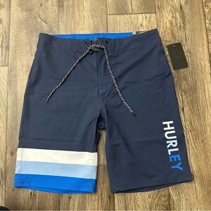 Hurley Swim Beach Board shorts Men’s Size 30 Blue White Drawstring